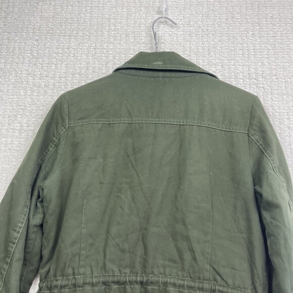 Y2K Vans Button Up Military Green Canvas Utility Jacket Pockets Tech Women S - Picture 12 of 12